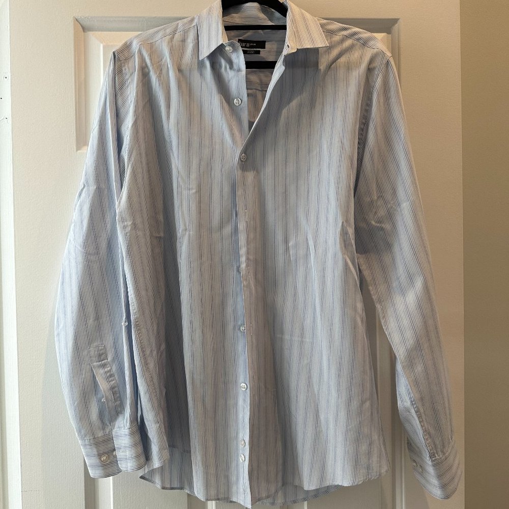 Bar III Stretch Slim Fit Button Shirt Light Blue